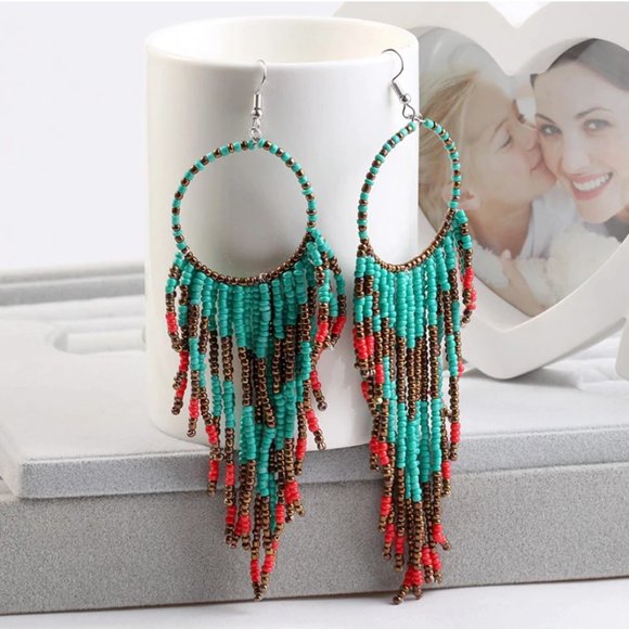 Bohemian Beads Tassel Earrings - Picture 3 of 11